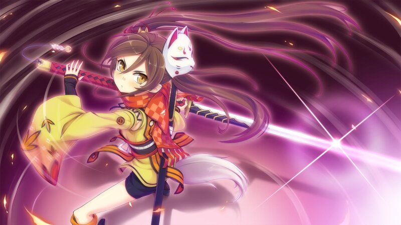 anime girl with sword and mask