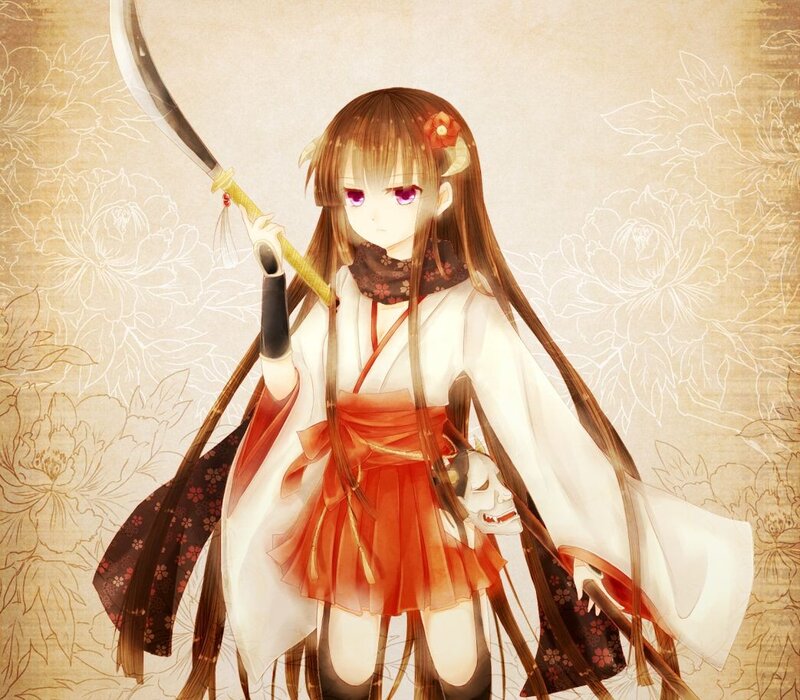 Anime girl with sword and mask
