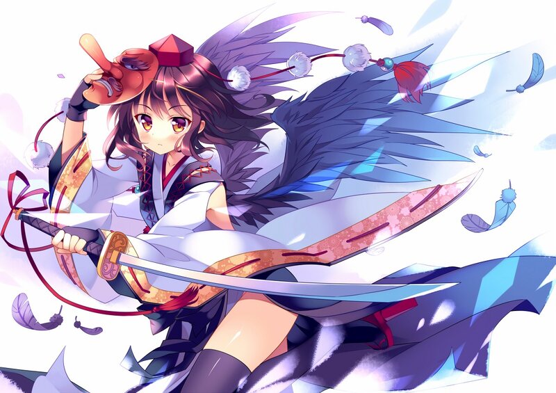 Anime girl with sword and mask