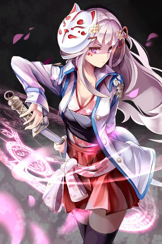 anime girl with sword and mask