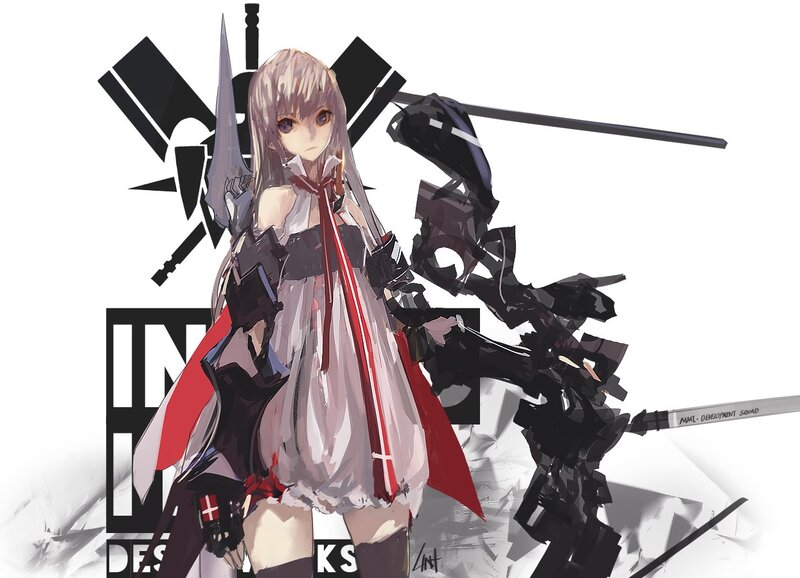 anime girl with sword and mech