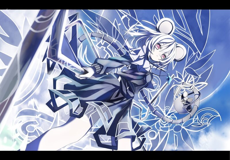 anime girl with sword and mouse