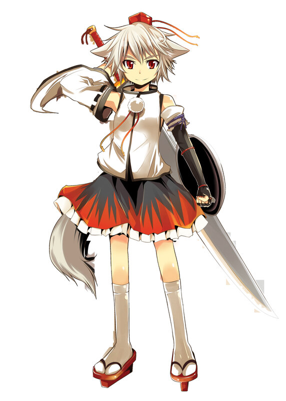 anime girl with sword and shield