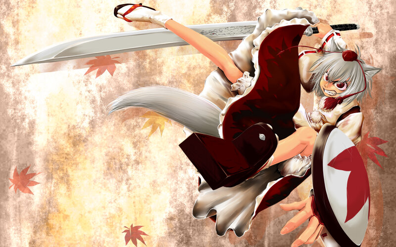 anime girl with sword and shield