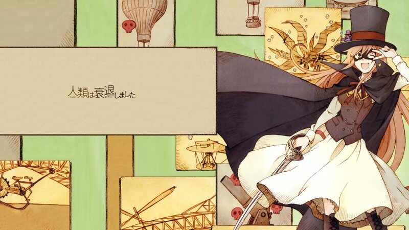 anime girl with sword and top hat