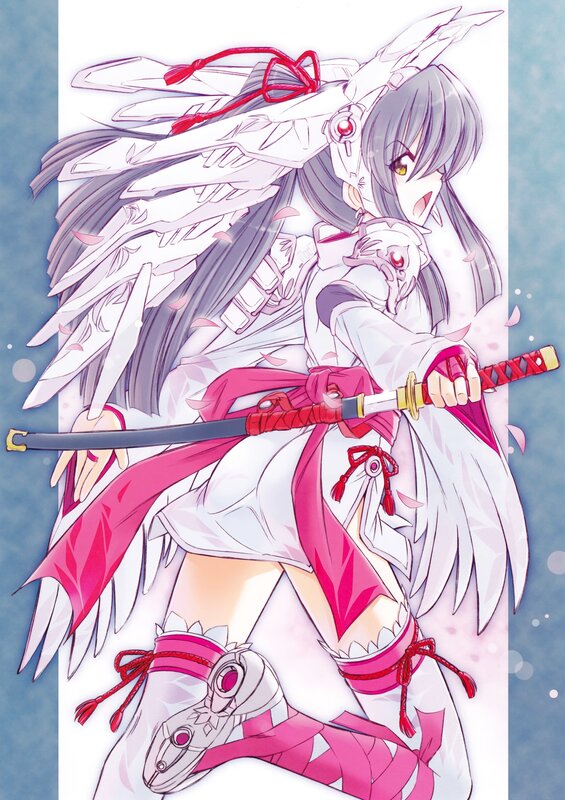 anime girl with sword and wings