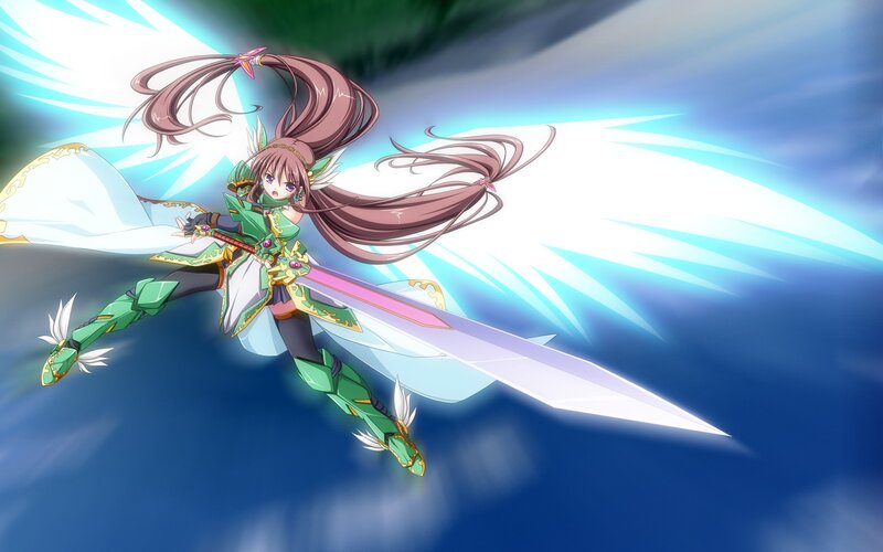 anime girl with sword and wings