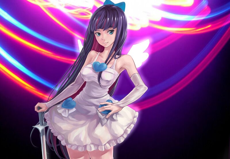 anime girl with sword and wings