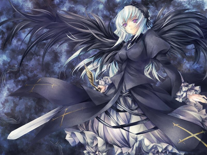 Anime girl with sword and wings