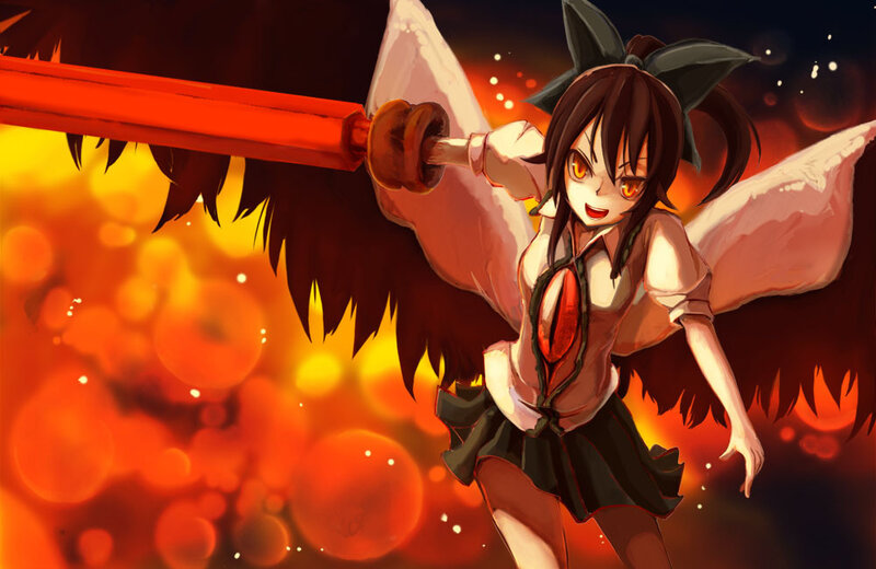 Anime girl with sword and wings