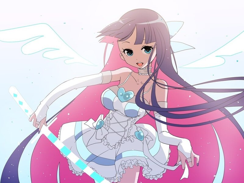 anime girl with sword and wings