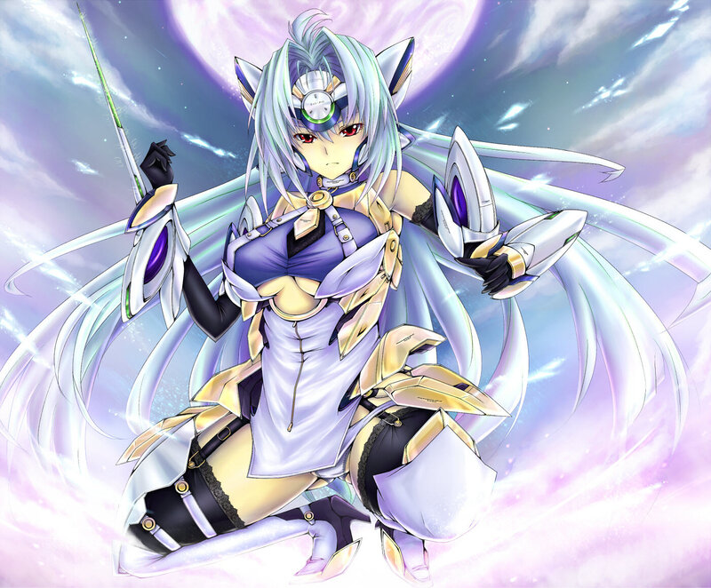 anime girl with sword and wings