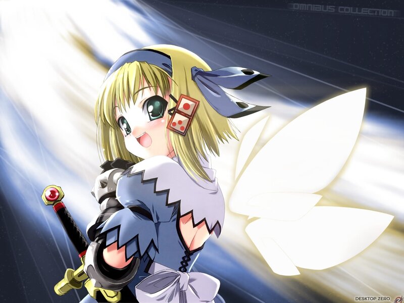 anime girl with sword and wings