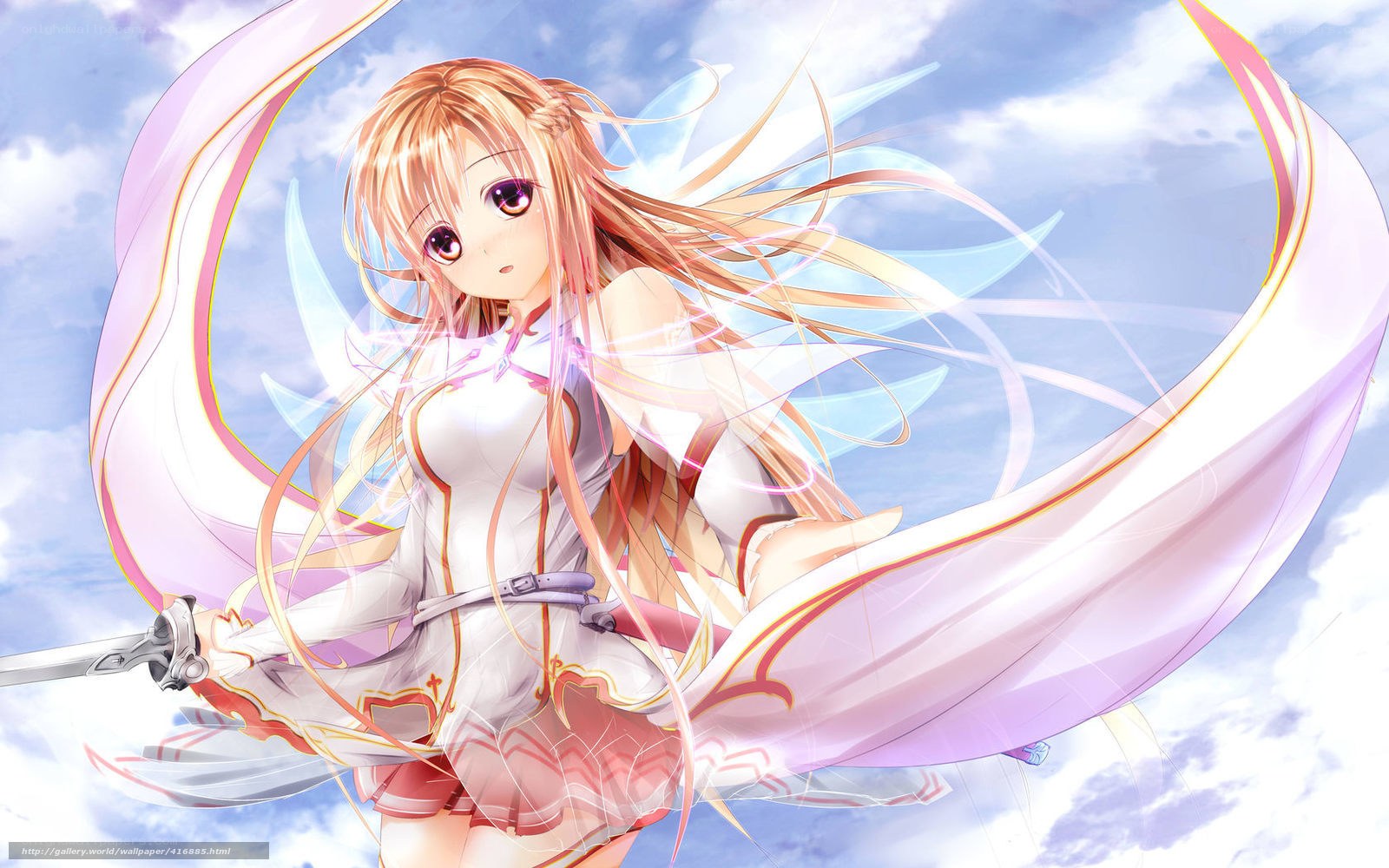 Anime girl with sword and wings