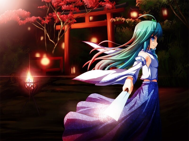 Anime girl with sword at night