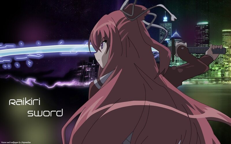 anime girl with sword at night