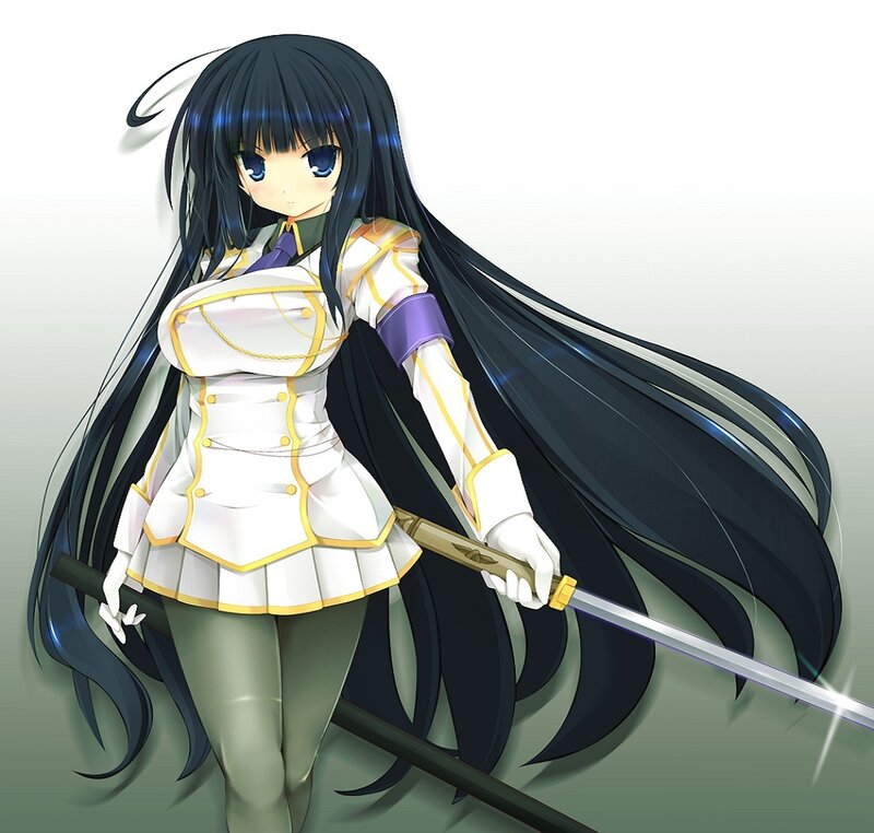 Anime Girl with Sword — Black, Calm, Long Hair