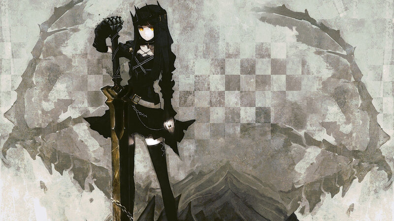 Anime Girl with Sword — Black, Dark, Dramatic