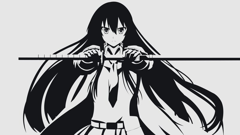 Anime Girl with Sword — Black, Determined, Manga