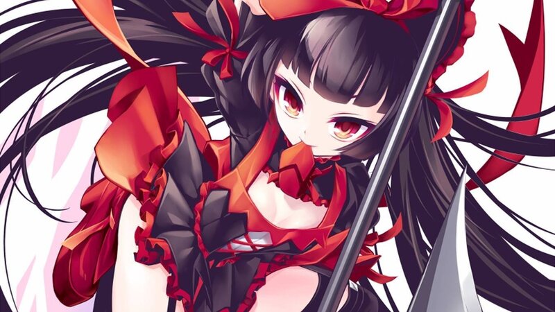 Anime Girl with Sword — Black, Dramatic, Black Hair