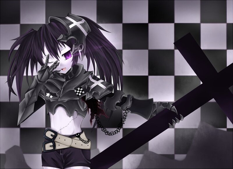 Anime Girl with Sword — Black, Dramatic, Digital Art, Armor