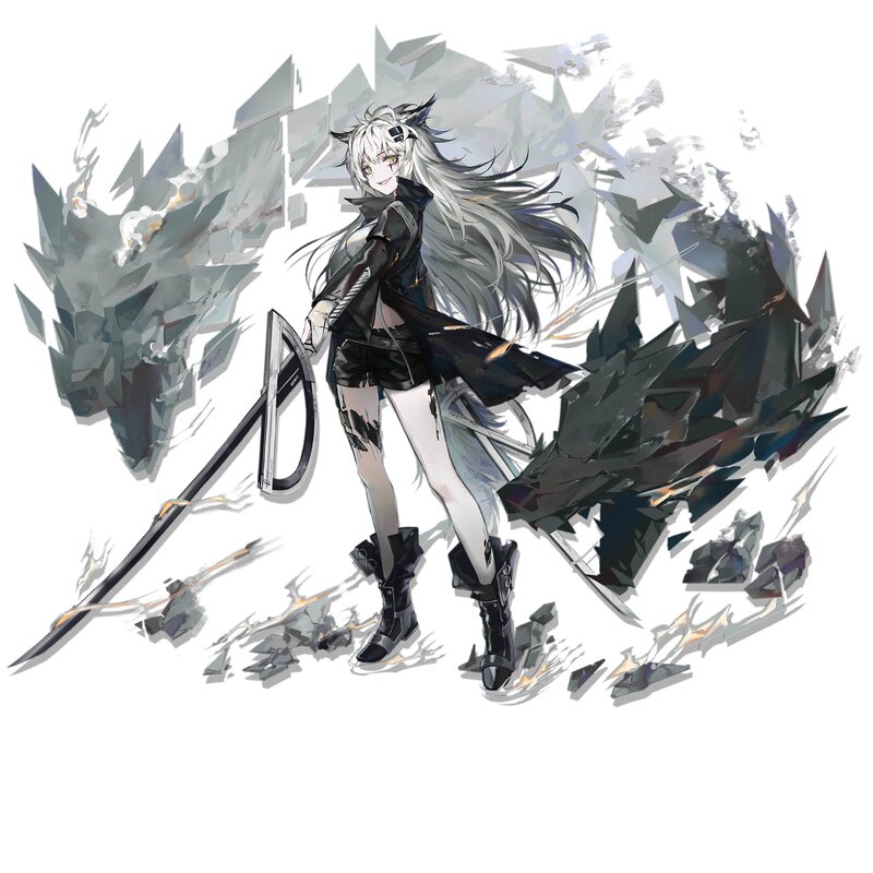 Anime Girl with Sword — Black, Dramatic, Digital Art, Dragon, Shattered Glass