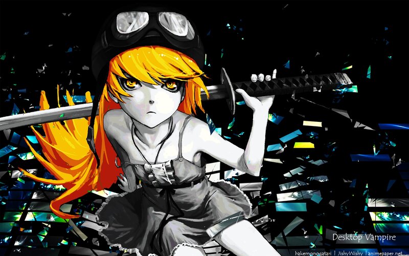 Anime Girl with Sword — Black, Dramatic, Digital Art, Goggles