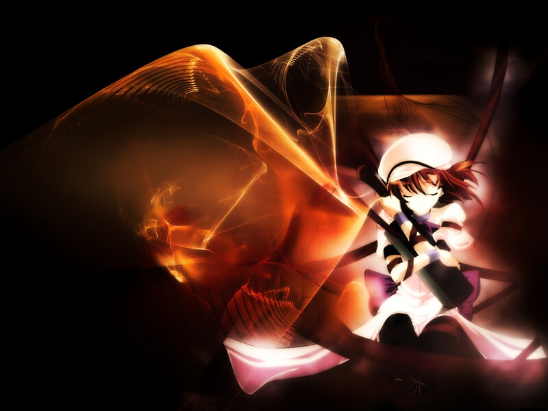 Anime Girl with Sword — Black, Dramatic, Digital Art, Light Effects