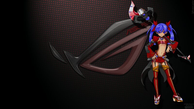 Anime Girl with Sword — Black, Dramatic, Digital Art, Logo