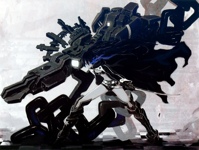 Anime Girl with Sword — Black, Dramatic, Digital Art, Mech