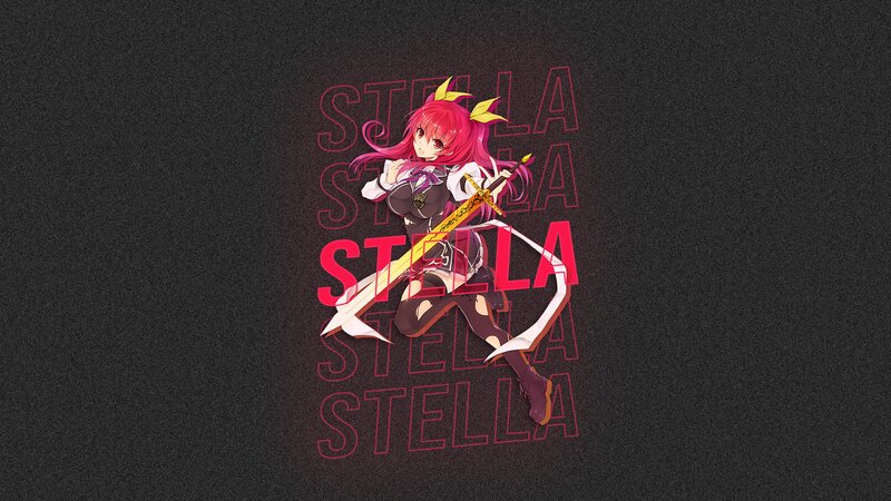 Anime Girl with Sword — Black, Dramatic, Digital Art, Pink Hair