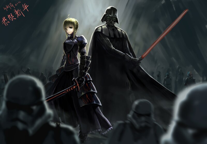 Anime Girl with Sword — Black, Dramatic, Digital Art, Swords