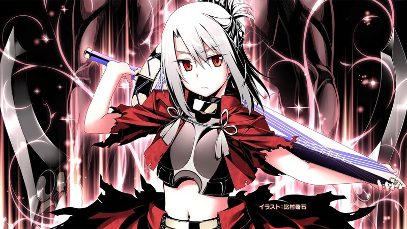 Anime Girl with Sword — Black, Dramatic, Manga, Red Eyes