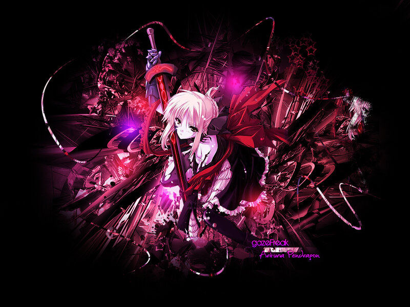 Anime Girl with Sword — Black, Dramatic, Night, Digital Art, Red Cape, Stars
