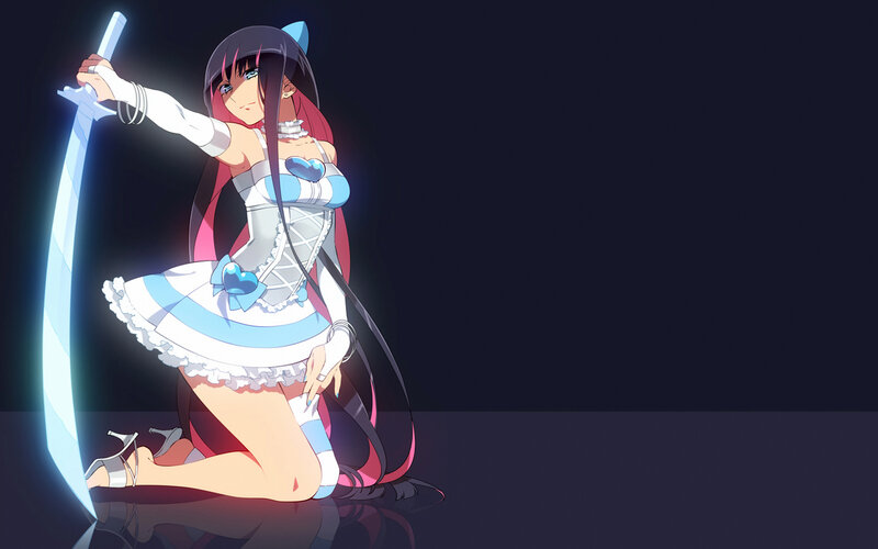 Anime Girl with Sword — Black, Dramatic, Night, Dress
