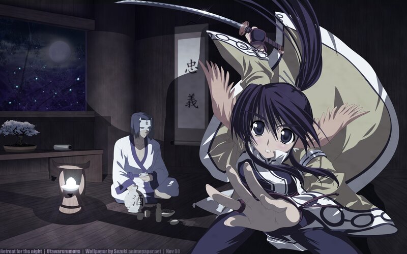 Anime Girl with Sword — Black, Dramatic, Night, Swordsman