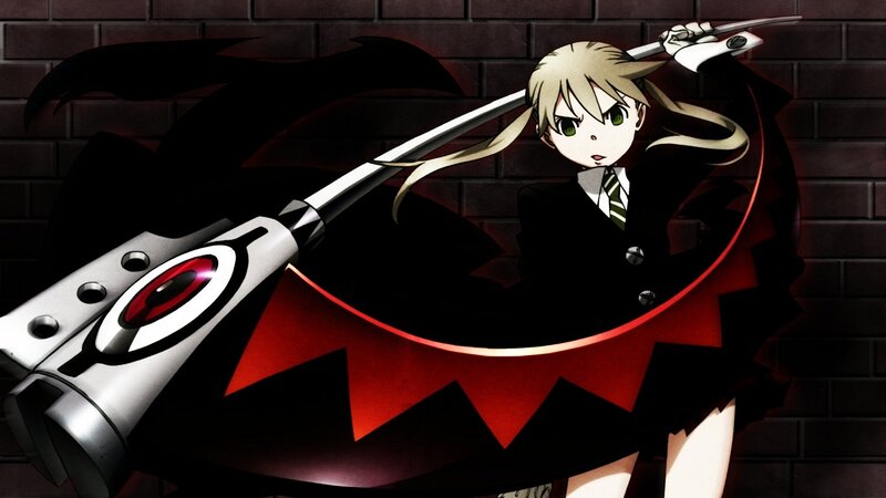 Anime Girl with Sword — Black, Dramatic, School Uniform, Brick Wall