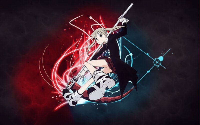 Anime Girl with Sword — Black, Dramatic