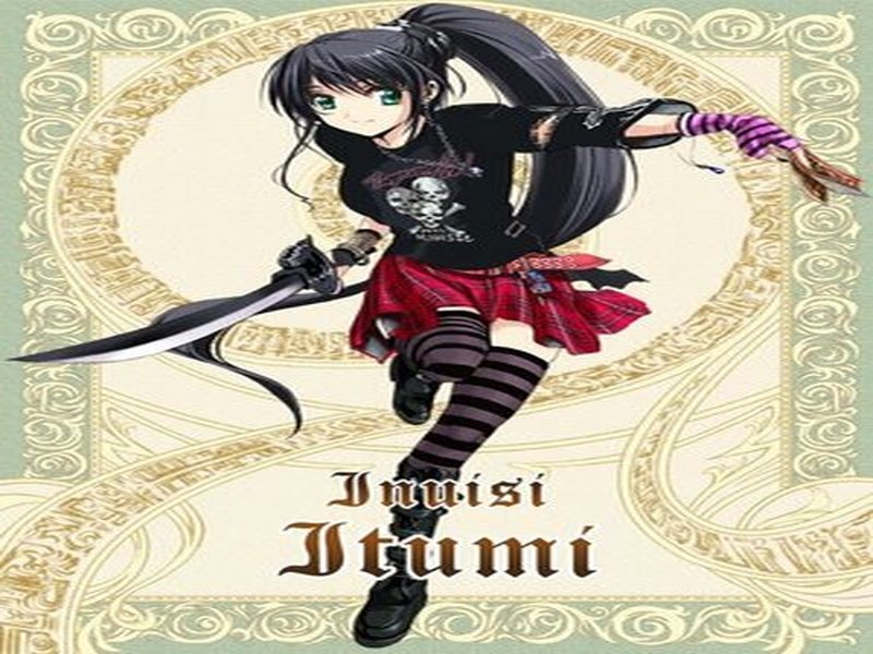 Anime Girl with Sword — Black, Dynamic, Manga