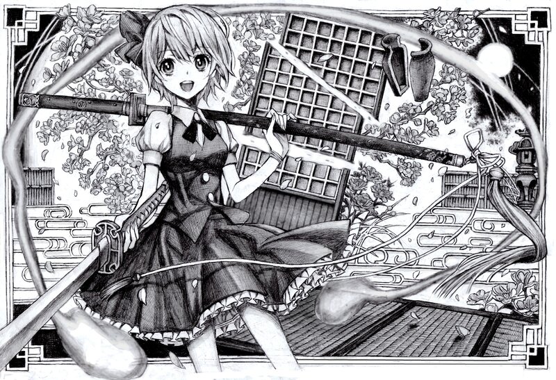 Anime Girl with Sword — Black, Dynamic, Night