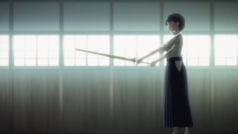 Anime Girl with Sword — Black, Serene
