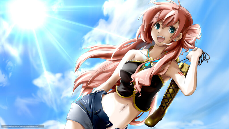 Anime Girl with Sword — Blue, Bright, Energetic