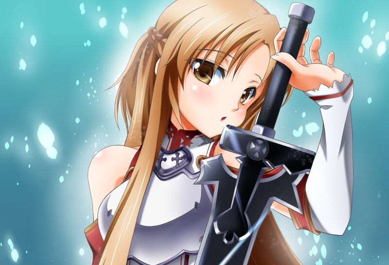 Anime Girl with Sword — Blue, Calm, Armor
