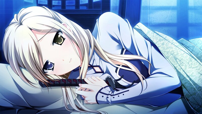 Anime Girl with Sword — Blue, Calm, Night