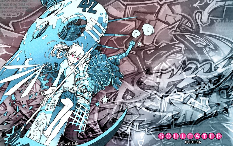 Anime Girl with Sword — Blue, Chaotic