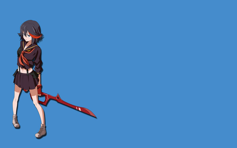 Anime Girl with Sword — Blue, Confident, School Uniform