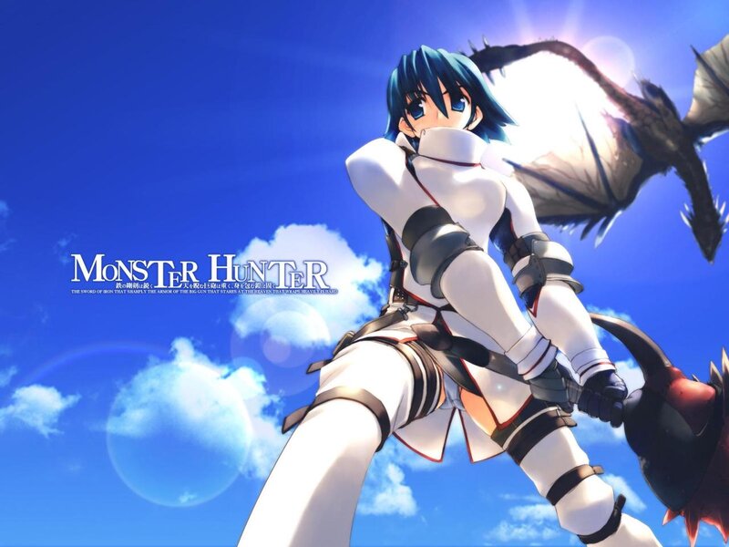 Anime Girl with Sword — Blue, Dramatic, Afternoon, Dragon