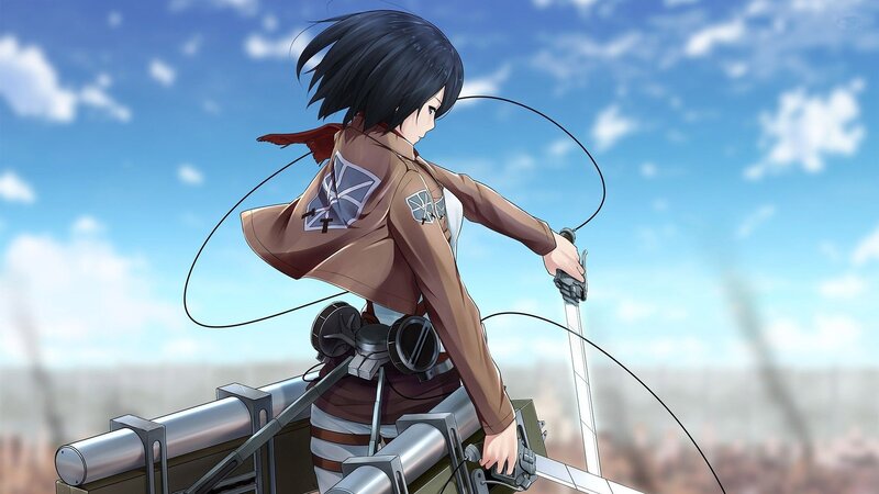 Anime Girl with Sword — Blue, Dramatic, Afternoon, Ropes