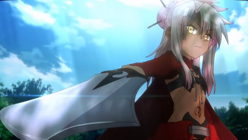 Anime Girl with Sword — Blue, Dramatic, Afternoon, Sky