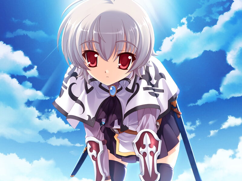 Anime Girl with Sword — Blue, Dramatic, Afternoon